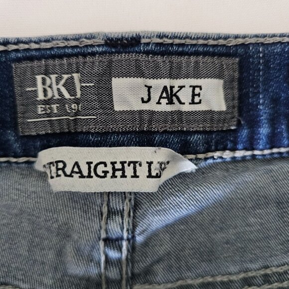 BKE Denim Men's Blue JAKE Straight Leg Denim Jeans Size 34R - Picture 7 of 13